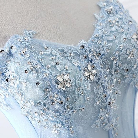 NEW Beautiful Bling Rhinestone Light Blue Cinderella Gown Prom Dress Quinceañera - Picture 2 of 7